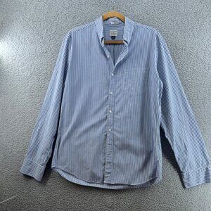 J.Crew Mens Slim Stretch Shirt Blue & White Striped Button-Down Size Large